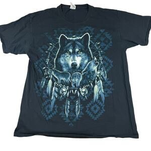Vintage Wolf Dreamcatcher Graphic Tee L